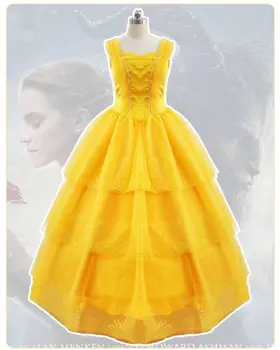 Cosplay kostium Piękna i ia, Księżniczka Belle dorosła opowieść długa suknia, garnitur plus rozmiar 5xl