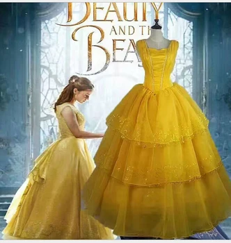 Cosplay kostium Piękna i ia, Księżniczka Belle dorosła opowieść długa suknia, garnitur plus rozmiar 5xl