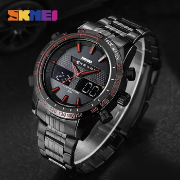SKMEI Męskie zegarki sportowe wojskowy kwarcowy cyfrowy Dual Disaplay zegarek luksusowej marki zegarków wodoodporny zegarek Relogio Masculino 1131