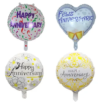 10szt 18 cali cały szczęśliwy rocznicę folia helem balony na Urodziny dekoracje ślubne dostawy nadmuchiwane powietrze globusy