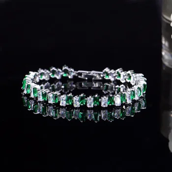 Sześciennych cyrkon luksusowe uroku bransoletki dla kobiet Crystal podwójny kwadrat geometryczne kolorowe łańcuchy biżuteria rhinestone romantyczny