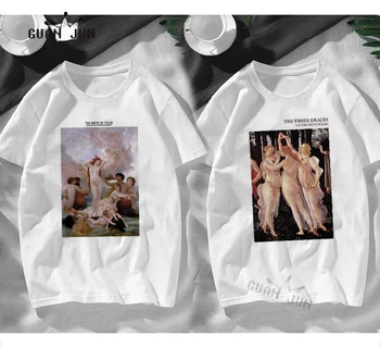 Męska koszulka Vintage Birth of Venus Famous Painting Tshirt Summer Harajuku Unisex Cotton White T Shirt Funny Streetwear Tees