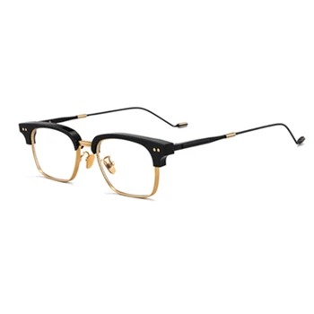 2021 Nowy Marka Czystego Tytanu Ramki Okularów Męskie Kwadratowe Okulary Bez Oprawek Połowa Krótkowzroczność Optyczny Przepis Ramki Okularów