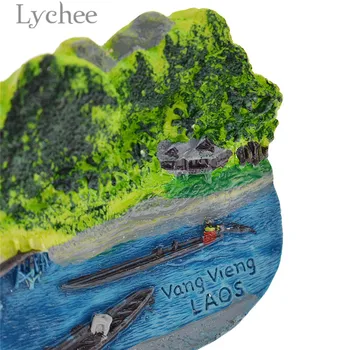 Liczi życie kreatywny 3D Lao Vang Vieng magnesy na lodówkę krajobraz żywicy Magnes na lodówkę podróży pamiątki dekoracji domu