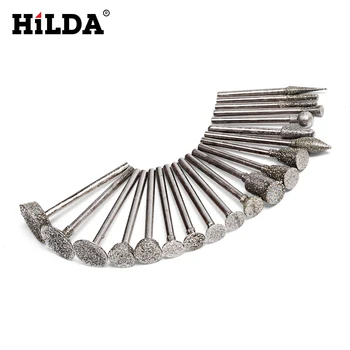 Hilda 20szt obrotowy narzędzia wiertło diamentowe graty i wolframu graty nastawna głowica do akcesoriów stylu Dremel