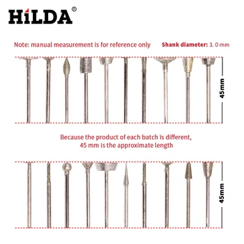 Hilda 20szt obrotowy narzędzia wiertło diamentowe graty i wolframu graty nastawna głowica do akcesoriów stylu Dremel