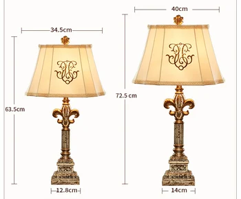 Lantern candle kostium klasyczna żywica LED lampa do sypialni, salonu tkaniny klosz gabinet stolik żywica stołowe lampy