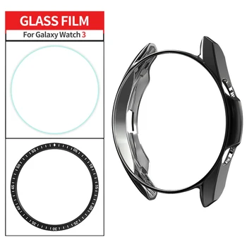 3 w 1 akcesoria do zegarków Samsung Galaxy Watch 3 41 mm 45 mm TPU etui+pierścień pierścień+screen protector szkło hartowane folia