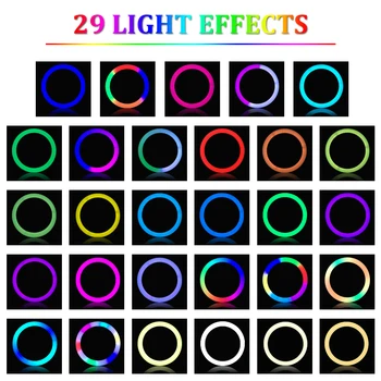 RGB Led Ring Light With Stand colorful Lighting 29 Colorlight,3 normalnych trybu Dimmable Selfie 10inch Ring Light For Youtube Video