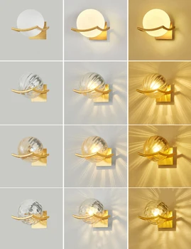 Post nowoczesny księżycowy kinkiet szklany klosz biały czarny złoty dekoracja sypialni do wnętrza domu kinkiety led lampki nocne Lampy