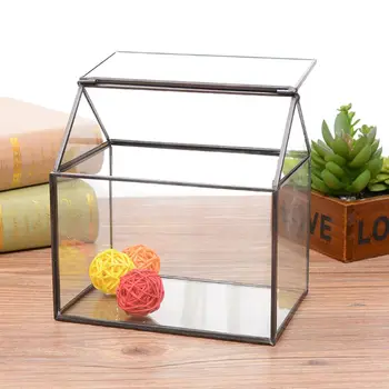 Geometryczny szklane terrarium skrzynia ręcznie forma domu zamknąć szklany blat DIY wyświetlacz sadzarka parapecie doniczki z huśtawkami