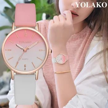 Luksusowe zegarki kobiety znane marki 2019 YOLAKO kobiet przypadkowy promień słońca skórzana taśma nowy pasek zegarek analogowy zegarek naviforce Fi