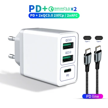 Quick Charge PD 3.0 QC 3.0 Charger 18W Type C QC 3.0 Charger dla Samsung s10 plus Fast Charger for iPhone 11 Pro XR XS 8 Xiaomi