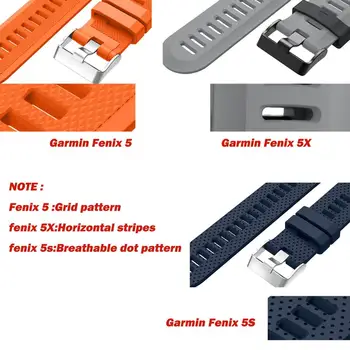 Wyściełany pasek do zegarków bransoletka do Garmin Fenix 5 5S zegarek wymiana taśmy silikonowej Garmin Fenix 5x Plus Sport Band pasek
