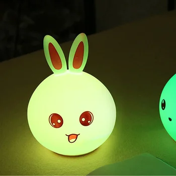 QYJSD ładny królik nocne Silikonowy multi-touch kontroli led multicolor ładowanie Ochrona oczu miękki Zając lampa prezenty dla dzieci