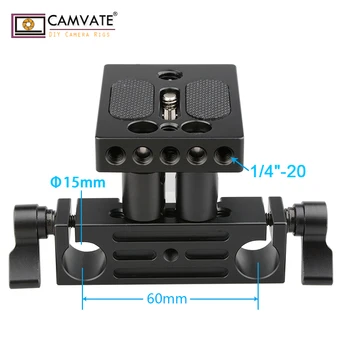 CAMVATE Camera Quick Release Baseplate Mount With Railblock Height Riser & 15mm Rod Clamp For DSLR Shoulder Rig Support System