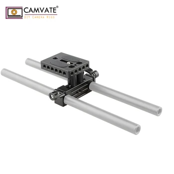 CAMVATE Camera Quick Release Baseplate Mount With Railblock Height Riser & 15mm Rod Clamp For DSLR Shoulder Rig Support System