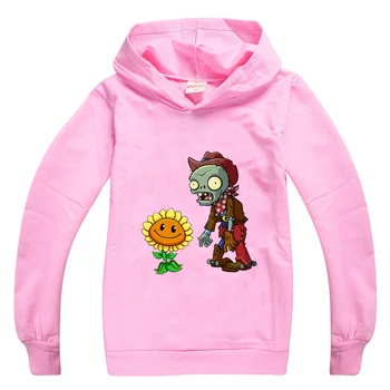 Plants vs zombies bluzy dla dziewczyn jesienna odzież z długim rękawem dla chłopców Bluza dla dzieci bawełna kreskówka bluzki dla dzieci Tee Polerones