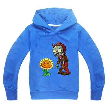 Plants vs zombies bluzy dla dziewczyn jesienna odzież z długim rękawem dla chłopców Bluza dla dzieci bawełna kreskówka bluzki dla dzieci Tee Polerones