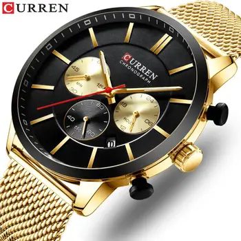 Luksusowej marki CURREN Men Sliver Watch pasek ze stali nierdzewnej zegarki męskie wodoodporne męskie zegarek kwarcowy Relogio Masculino 2019 Hot