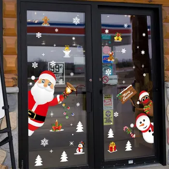 Boże narodzenie kreskówka naklejki zabawki dla dzieci okno prezentacja wymienny Santa Claus, Snowman klej Nowy rok dekoracji domu