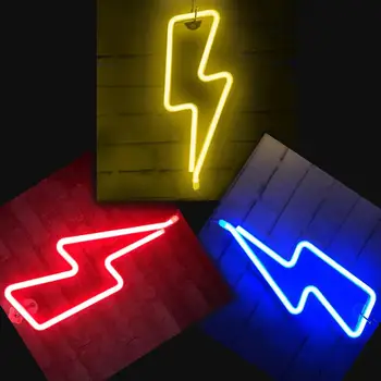 Neony kinkiet LED Decorative Fun Peny Red Blue Yellow Lightning Halloween Battery/USB Birthday Gift Party Bar Decor