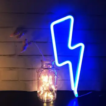 Neony kinkiet LED Decorative Fun Peny Red Blue Yellow Lightning Halloween Battery/USB Birthday Gift Party Bar Decor