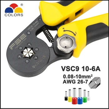 VSC9 10-6A mini-typ samoregulujące temperaturę opaski zaciskane szczypce fasen tool 26-7AWG 0.08-10mm2 białym i odizolowane końcówki