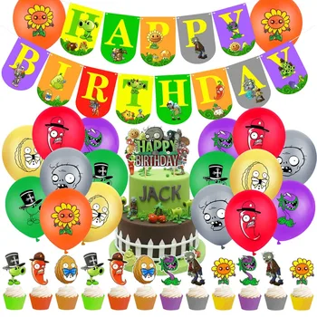 Col-party Plants VS Zombies Party Latex Balloon Set theme Cake Insert Kids Birthday Party Decoration Baby Shower Balloons Globos