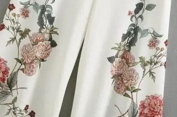 Damska wiosna lato europejska moda kwiatowy print białe długie spodnie Damskie zapinane szerokie spodnie spodnie TB759