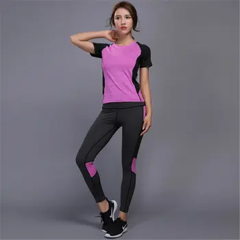 5 kolorów damska odzież sportowa joga zestaw sportowy zestaw fitness siłownia zestaw jogging tenisowa koszulka+spodnie joga legginsy jogging dresowa
