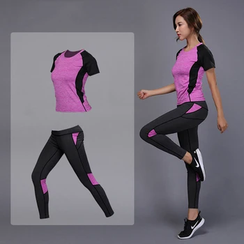 5 kolorów damska odzież sportowa joga zestaw sportowy zestaw fitness siłownia zestaw jogging tenisowa koszulka+spodnie joga legginsy jogging dresowa