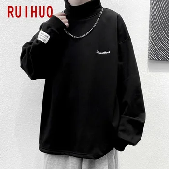 RUIHUO Pullover Solid Sweatshirt Men Harajuku Japanese Streetwear Men Sweat Tracksuit Men Japanese Clothes 3XL 2021 Wiosna
