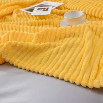 Marka factory 5sizes throw blanket for sofa Solid Yellow Color miękkie ciepłe фланелевое koc na łóżku grubość Throw Blanket
