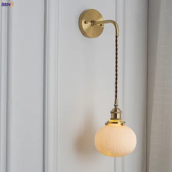 IWHD Nordic ceramiczna miedź kinkiet obok salonu łazienka lustro światło nowoczesny styl japoński kinkiety Lampy LED