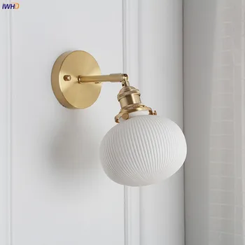 IWHD Nordic ceramiczna miedź kinkiet obok salonu łazienka lustro światło nowoczesny styl japoński kinkiety Lampy LED