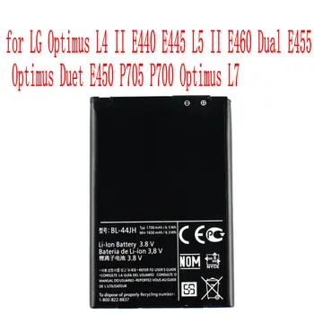 Wysokiej jakości bateria 1700mAh BL-44JH dla telefonu LG Optimus L4 II E440 E445 L5 II E460 Dual E455 Optimus Duet E450 P700 P705