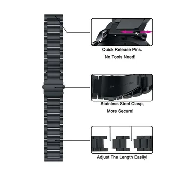 Dla Garmin vivoactive 4 fenix Chronos pasek ze stali nierdzewnej wymiana metalu bransoletka 22 mm watchband Amazfit GTR 47 mm