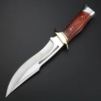 Otwarty nóż z drewnianą rączką ze stopu tytanu krótki nóż Dziki gon nóż przetrwania kemping prosty nóż wielofunkcyjny
