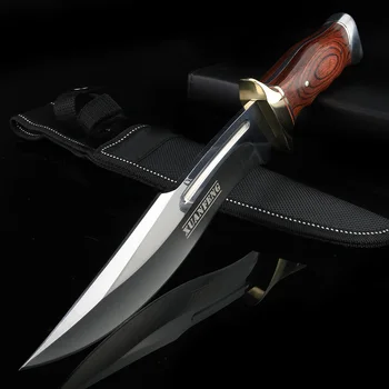 Otwarty nóż z drewnianą rączką ze stopu tytanu krótki nóż Dziki gon nóż przetrwania kemping prosty nóż wielofunkcyjny
