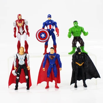6 szt./lot super bohaterowie figurka Thor, Hulk Iron Man, Kapitan Ameryka fajny model zabawki Brinquedos