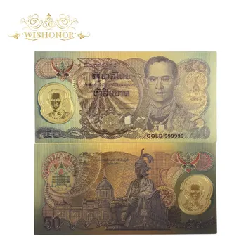 2020 nowe banknoty Tajlandii 50 bahtów banknot Złoty banknot z kwiatami Tajlandia 24k pozłacane banknotów na prezent 10 szt./lot
