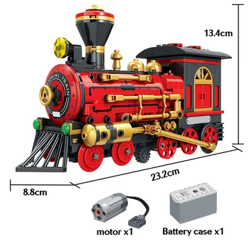 372шт Miejski elektryczny klasyczny czerwony pociąg model bloki techniczne klasyczny pociąg utwór cegły prezenty, zabawki dla chłopców