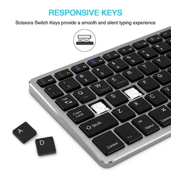 Jelly Comb Slim Wireless Bluetooth Keyboard for Tablet Laptop Smartphone iPad Rechargable Wireless Keyboard with Numeric key