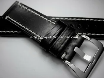 22mmHandmade skóra naturalna watchband czarny brązowy pasek do zegarka z булавочной klamrą dorywczo zegarek pasek wysokiej jakości pasek do zegarków