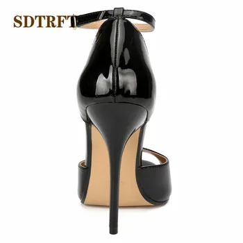 SDTRFT plus Rozmiar:45 46 47 48 49 50 damskie wieczorowe sandały 2020 lato 13 cm cienkie wysokie obcasy Mujer Dress Shoes Peep Toe Buckle pumps