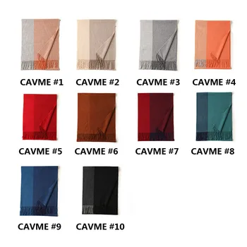 CAVME kaszmirowy szalik unisex podwójne kolory modne szaliki podstawowy długi szalik kaszmir 33*190 cm 120 g Świąteczny prezent na zamówienie
