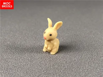 10 szt./lot MOC cegły zwierzę ładny królik z oczami i ustami edukacyjne klocki figurka DIY zabawki dla dzieci, lalki prezenty
