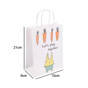 10 szt./lot festiwal prezent torba Kraft białe torby na zakupy z zwierzętom dom DIY wielofunkcyjny przetworzony torby papierowe z uchwytami