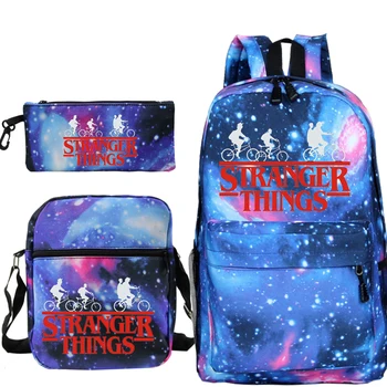 Mochila Stranger Things 3 Backpack Sac A Dos Fashion Knapsack Causal Bag 3 szt./kpl. plecak plecaki szkolne dla dziewczyn nastoletnich chłopców